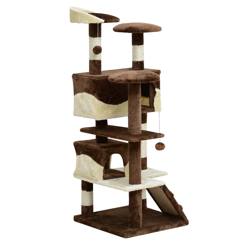 PawHut Arbre à Chats Multi-Equipements Marron 50 x 50 x 132 cm
