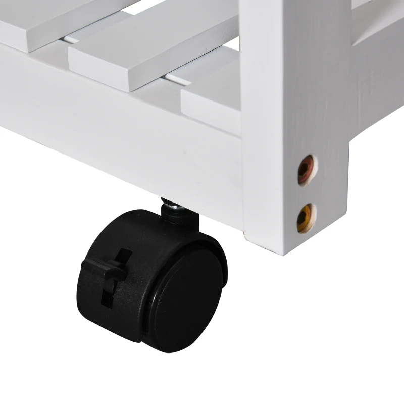 HOMCOM Ensemble Table de Bar Pliable sur roulettes avec étagère et 2 tiroirs + 2 tabourets Bois pin MDF Blanc chêne Clair