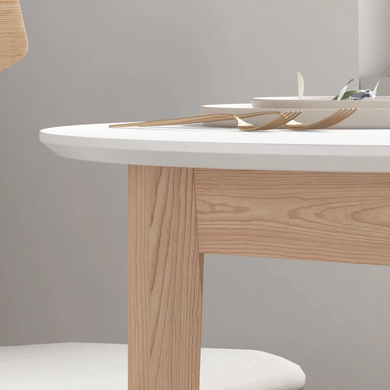 HOMCOM Esstisch Küchentisch Runder Tisch, Skandi-Design, 75 cm x 75 cm x 76 cm, Weiß + Natur