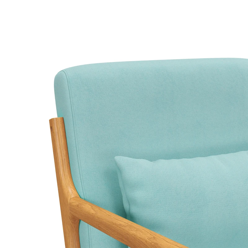 HOMCOM Fauteuil de salon avec cadre en bois massif fauteuil lounge - assise profonde - accoudoirs - aspect velours bleu