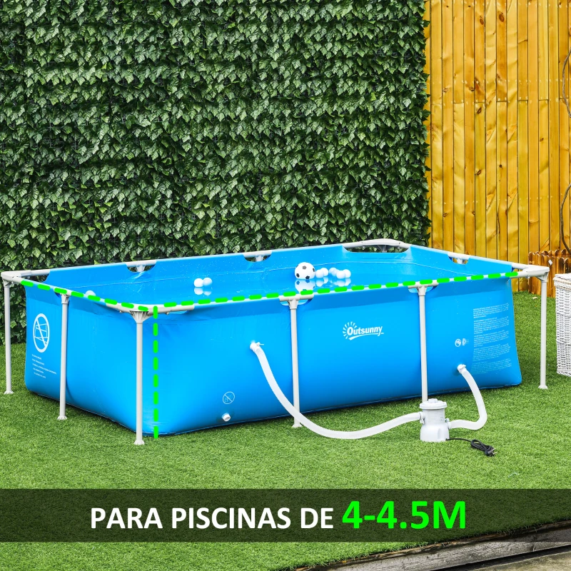 Outsunny Depuradora de Filtro 3028 L/h para Piscina hasta 15.000 L Bomba de Filtro con Mangueras de 32 mm Ø18x28 cm Blanco