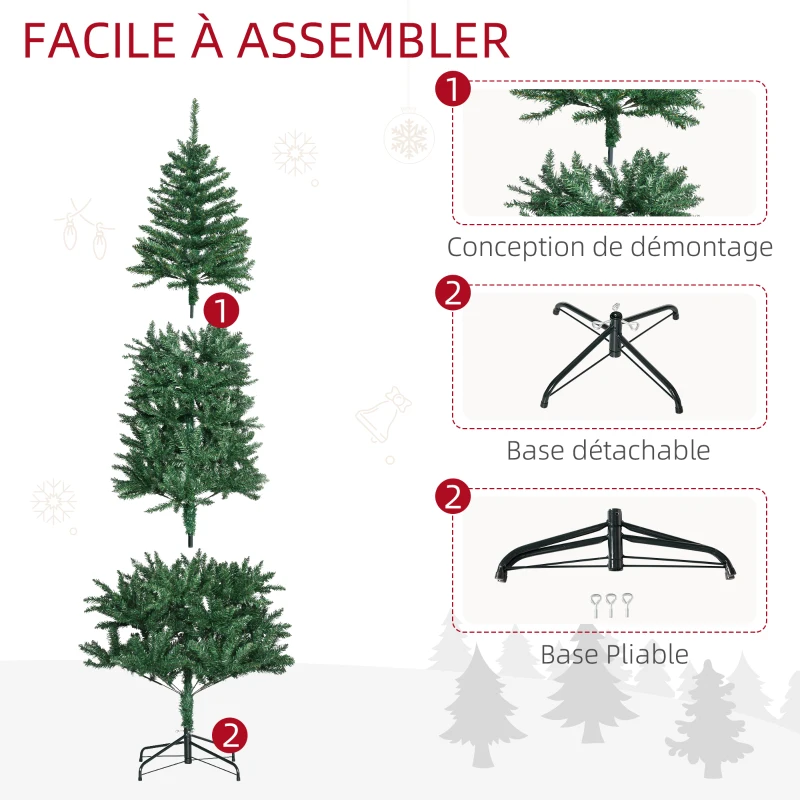 HOMCOM Sapin de Noël Artificiel 210H cm 865 Branches épines Imitation Nordmann Grand réalisme Vert