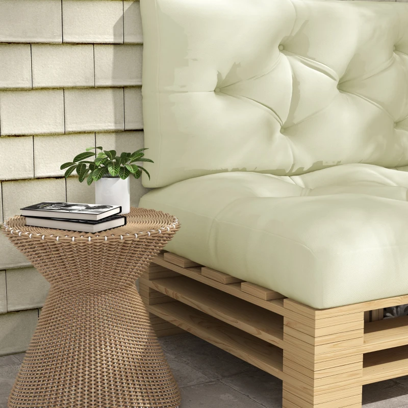 Outsunny Lot de 2 coussins assise et dossier pour banc banquette, palette 2 places dim. 120L x 80l x 12H cm Polyester crème
