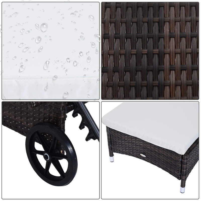 Outsunny Lot de 2 Bains de Soleil en Résine Tressée Marron