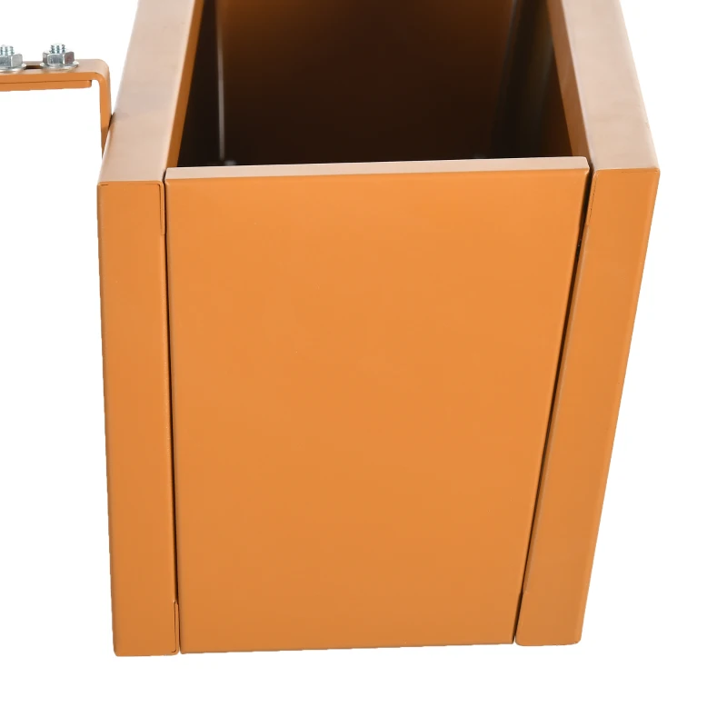 Outsunny Jardinera Rectangular Colgante de Acero con 2 Ganchos Ajustables y 2 Orificios de Drenaje para Balcón 91x35x24 cm Marrón