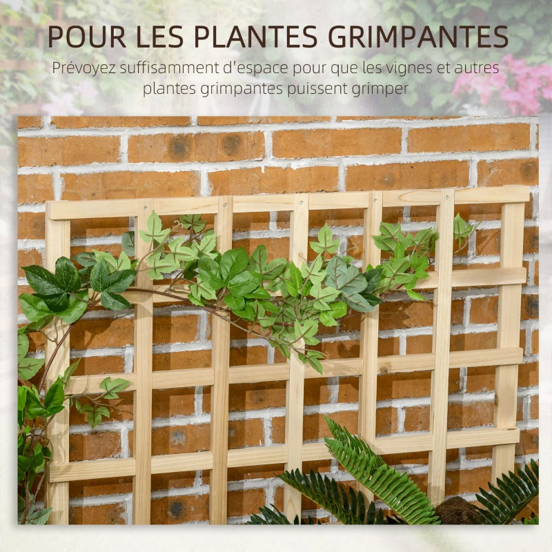 Outsunny Carré potager jardinière à 3 étages avec treillis lit surélevé en bois pour plantes grimpantes légumes fleurs naturel