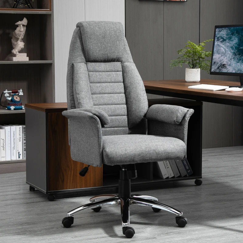 HOMCOM Fauteuil de bureau ergonomique chaise de bureau à bascule hauteur réglable roulettes pivotantes 69 x 68 x 126 cm gris