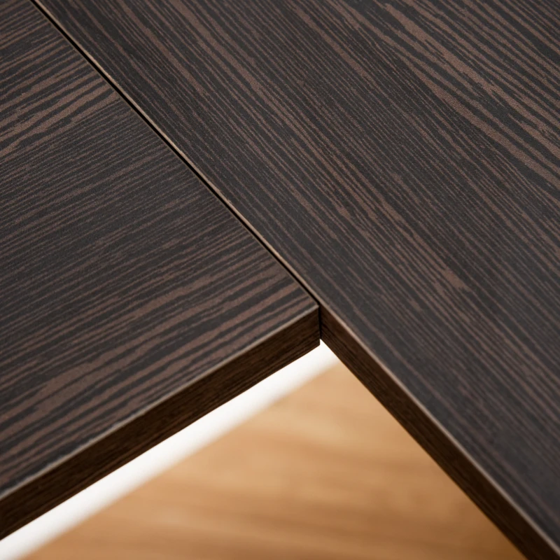 HOMCOM Bureau informatique bureau d'angle contemporain avec étagères en panneaux de particules idéal pour maison bureau dortoir 136 x 130 x 72 cm imitation wengé brun
