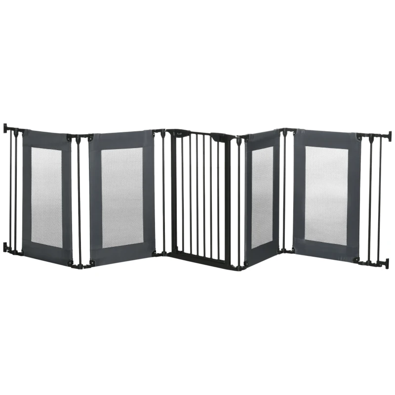 PawHut Parque Plegable para Perros de 6 Paneles Convertible en Barrera de Seguridad para Mascotas 117x103x74 cm Negro