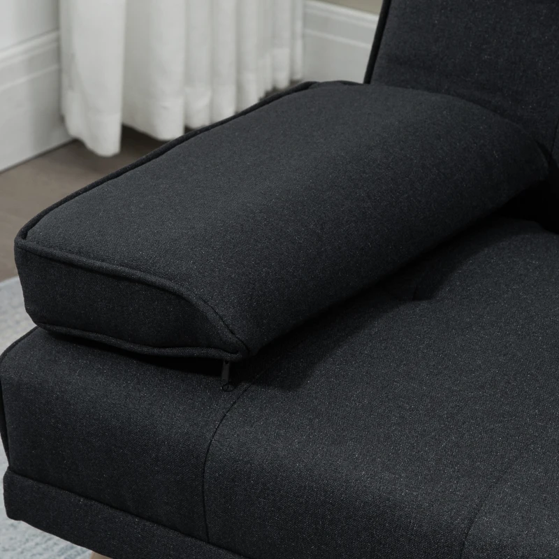 HOMCOM Sofá Cama 3 Plazas Plegable con Respaldo Ajustable de 3 Niveles Reposabrazos Desmontable 181x77x78 cm Gris Oscuro
