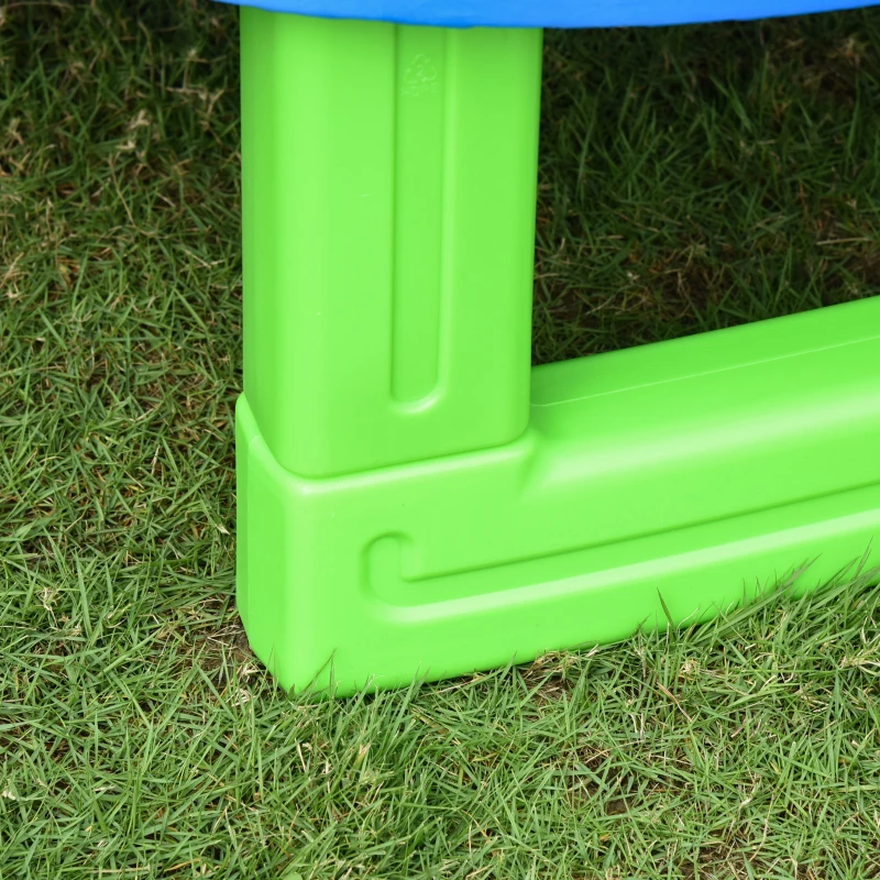 HOMCOM 7FT Kinder Trampolin mit Sicherheitsnetz Kleinkind-Trampolin für drinnen und draußen Fitnesstrampolin Gartentrampolin für 3-12 Jahre Kinder bis 80 kg Stahl Blau+Grün 215 x 200 x 190 cm