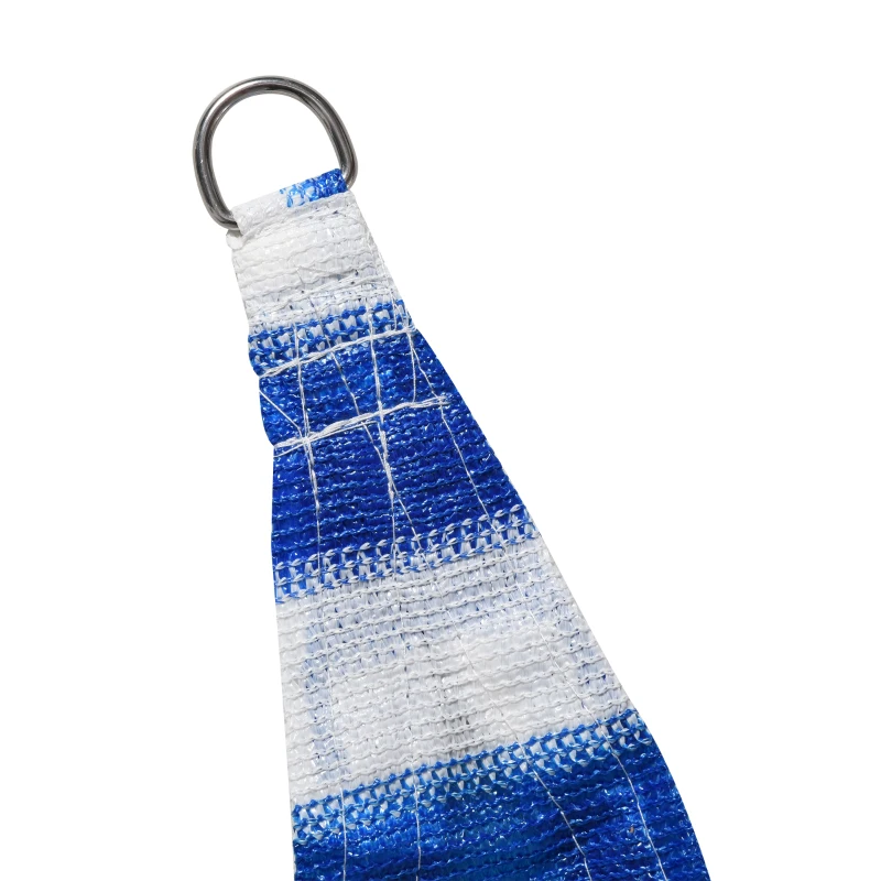 Outsunny Toldo Vela de Sombra Triangular 5x5x5 m HDPE Transpirable de Protección UV con Anillos y Cuerdas para Patio Jardín Piscina Terraza Cochera Azul y Blanco