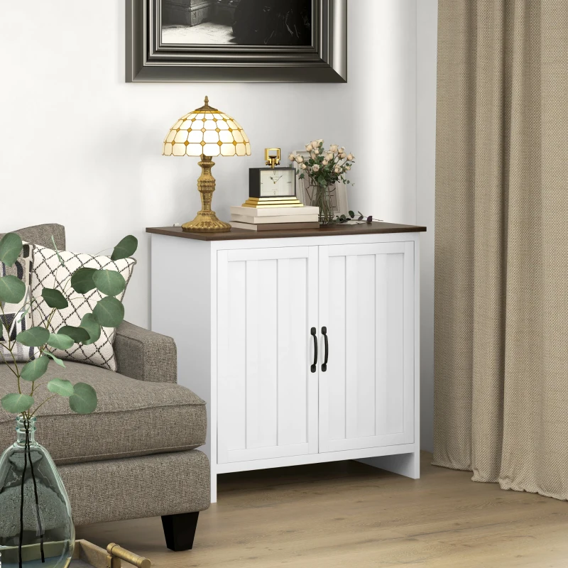 HOMCOM Credenza Cucina Moderna a 2 Ante con Ripiano Regolabile in Legno, 80x39.7x80cm, Bianco