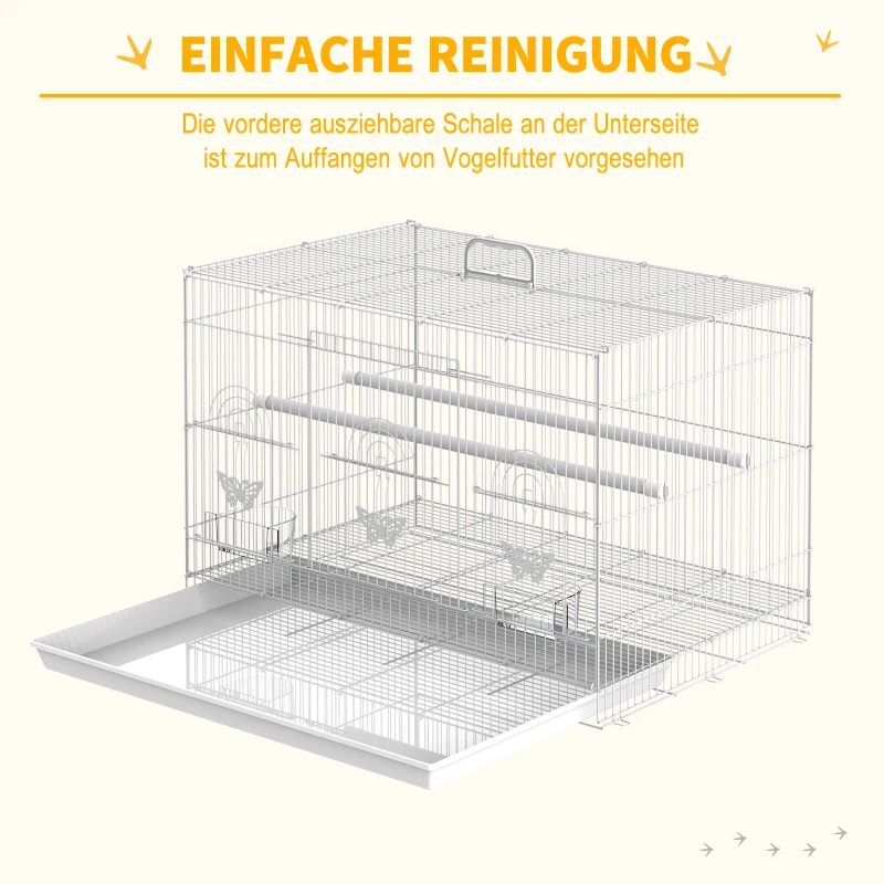 PawHut Vogelkäfig Vogelbauer Vogelvoliere Käfig Bauer Vogelhaus Vogel Sitzstange 60 cm x 41 cm x 41 cm