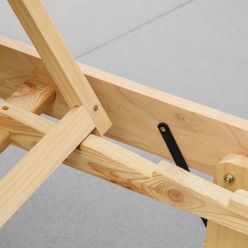 Outsunny Tumbona de Madera Plegable con Respaldo Ajustable en 4 Posiciones Cojín Extraíble Carga 113 kg para Jardín Terraza Camping Exterior 195x59x30 cm Natural