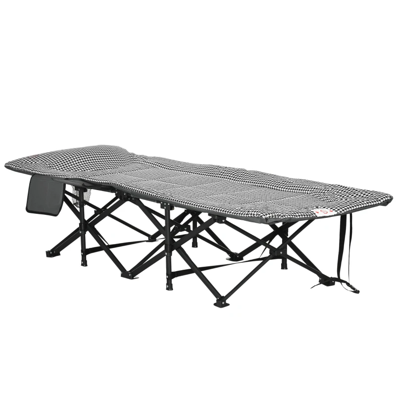 Outsunny Sonnenliege, klappbar, 1 Seitentasche, 1 Getränkehalter, 68 cm x 186 cm x 48 cm, Schwarz + Weiß