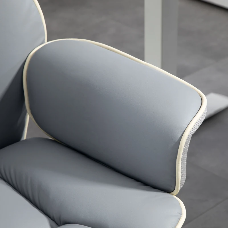 Vinsetto Ergonomischer Bürostuhl, extra gepolstert, Liegefunktion, Kunstleder, 76x80x118-124 cm, Hellgrau