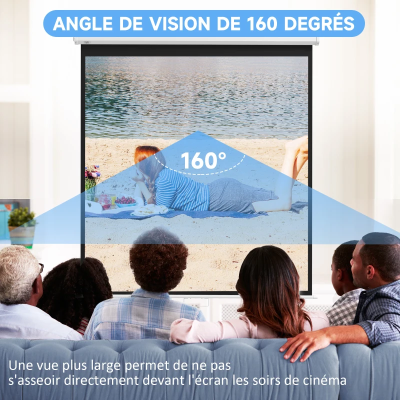 HOMCOM Écran de projection TV et Home Cinema de 99 Pouces vidéo projecteur 1:1 4K HD, 178L x 178H cm