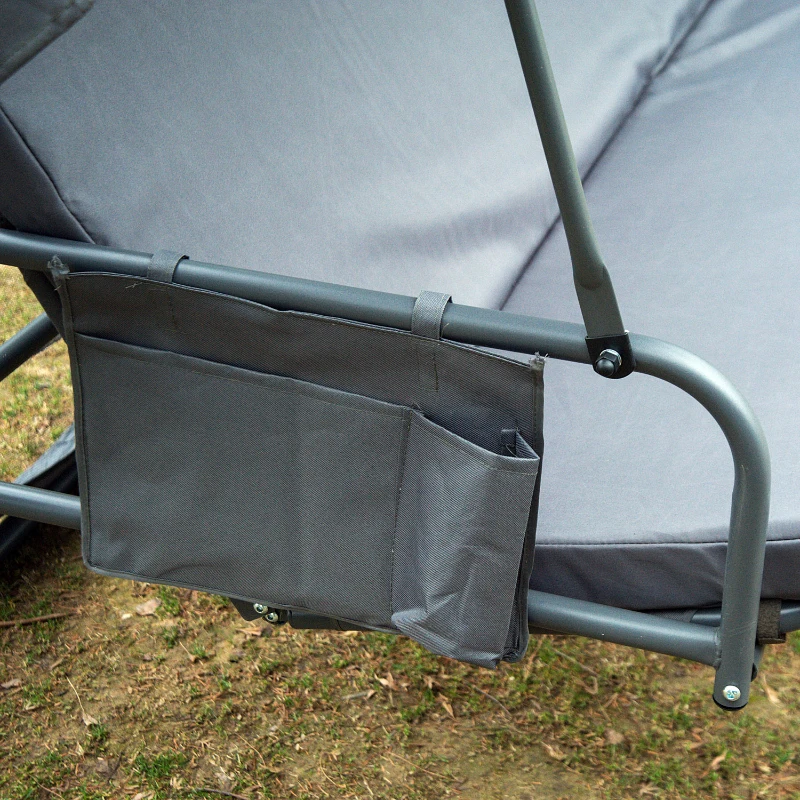 Outsunny 2-in-1 Hollywoodschaukel mit Moskitonetz und Dach 3-Sitze inkl. Seitentasche Grau