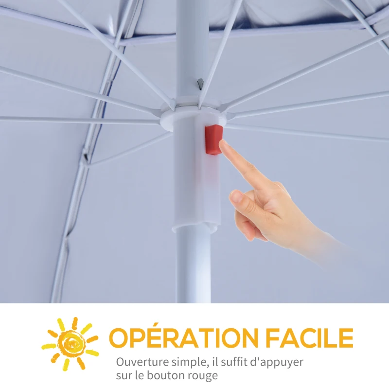 Outsunny Parasol de plage parasol abri solaire contemporain protection UPF 50+ sac transport fourni bleu marine