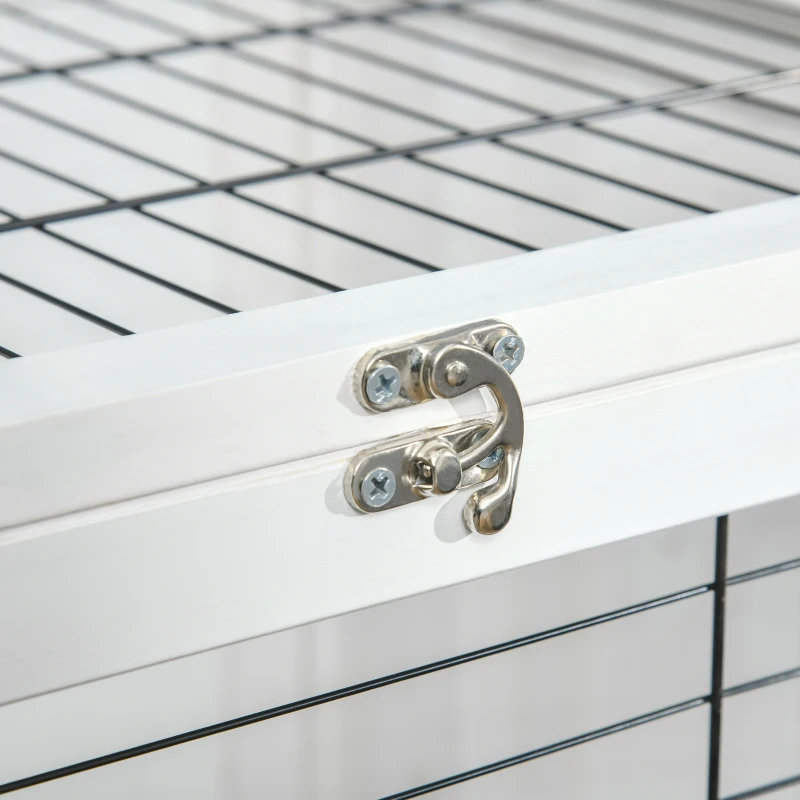 PawHut Kleintierstall mit Rädern 2 Ebenen Tannenholz Weiß