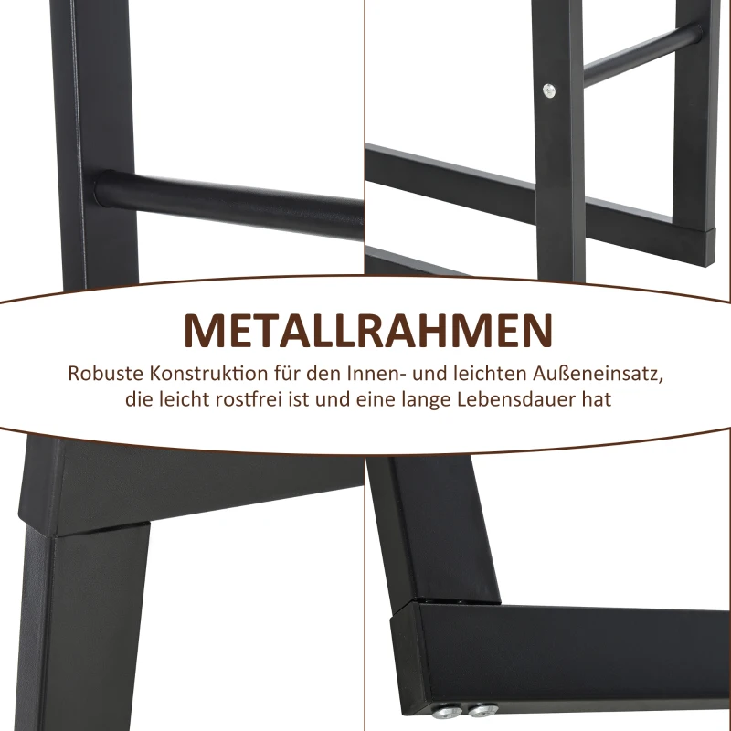 HOMCOM Kaminholzregal Metall 40 x 25 x 100 cm Brennholzregal Stapelhilfe Stahlrahmen bis 100kg Kaminholzunterstand Outdoor Holzregal Feuerholzregal für Garten Terrasse Außen Schwarz