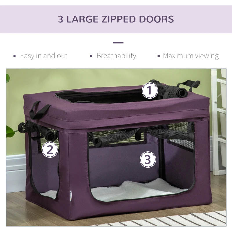 PawHut 60cm Pet Carrier, with Cushion, for Miniature Dogs - Purple