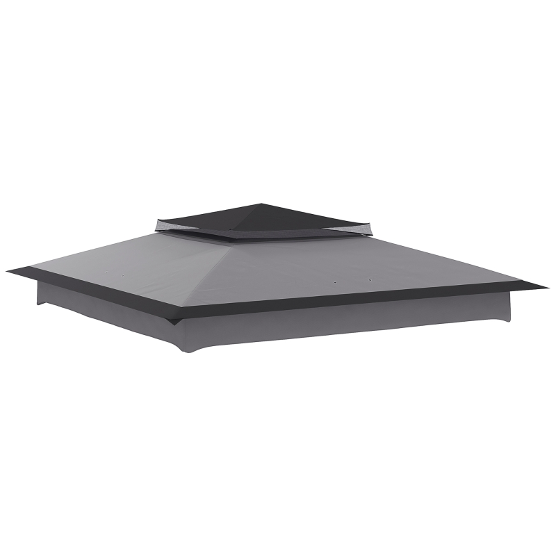 Outsunny Pop up Gazebo Cover, 2-Tier Gazebo Roof Replacement for 3.25m x 3.25m Frame, 30+ UV Protection, Grey