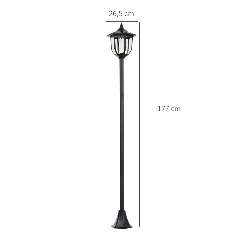 Outsunny Lot de 2 luminaires extérieurs lampadaire sur pied solaire lampadaire lanterne classique LED 60 Lm max. noir