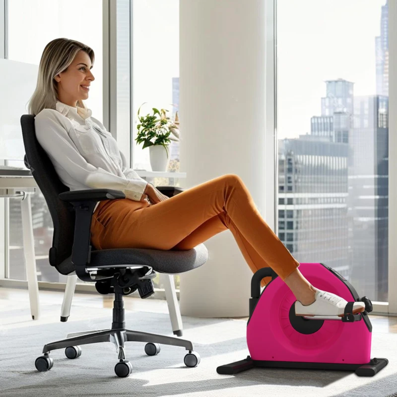 SPORTNOW Mini Exercise Bike, Portable Pedal Exerciser with LCD Display for Legs, Arms, Rehabilitation, Therapy, Pink