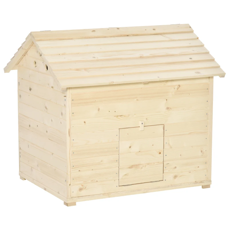 PawHut Entenstall Entenhaus mit zu öffnenden Kippdach Geflügelstall Hühnerstall Hühnerhaus mit erhöhten Boden und Rampe an der Vordertür Tannenholz Natur 100 x 82,5 x 91 cm