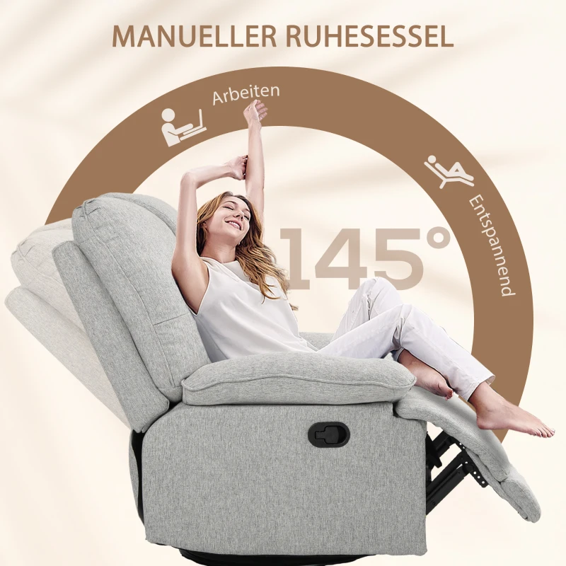 HOMCOM Relaxsessel, neigbar, komfortabel, 89x101x105 cm, Grau(m-4)