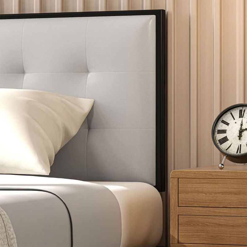 HOMCOM Testiera Letto Matrimoniale in Microfibra Imbottita Trapuntata a Bottoni per Letti da 180cm, Grigio