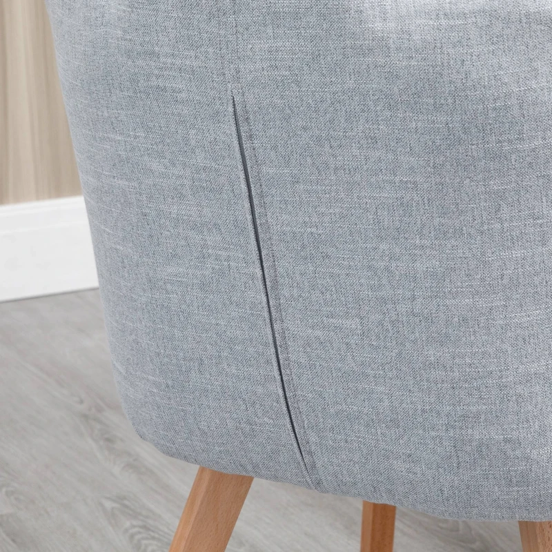 HOMCOM Set de 2 Sillas de Comedor Tapizada en Lino Sintético con Asiento y Respaldo Acolchados Carga 120 kg 58x60x82 cm Gris