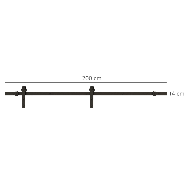 HOMCOM Kit de porte coulissante système galandage pour porte d'une épaisseur de 35-45 mm et largeur max. 1 m charge max. 100 Kg acier brun foncé