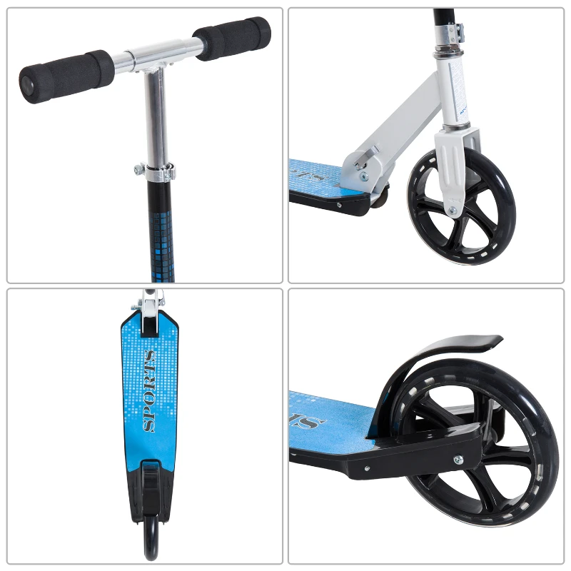 Trottinette pliable  68L x 34l x 94H cm alu. bleu banc