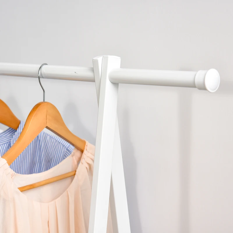 HOMCOM Kleiderständer mit Schuhablage, Kleiderstange, Garderobenständer, Stahl, Weiß, 107,5 x 45 x 150