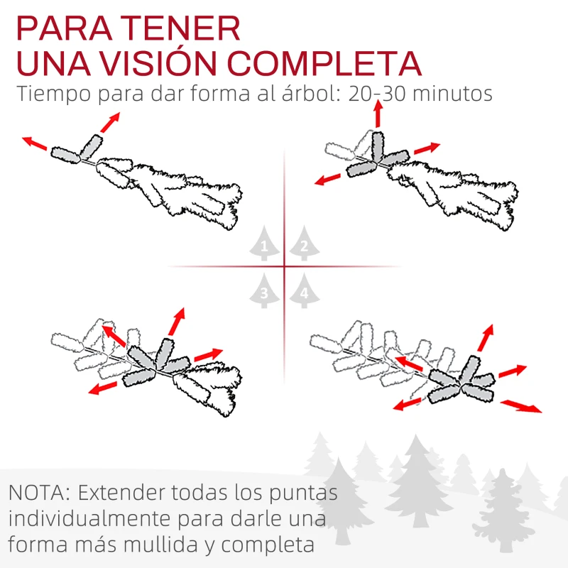 HOMCOM Árbol de Navidad Artificial 180 cm con 618 Ramas 30 Piñas y Soporte de Metal Árbol Navideño para Salón Interior Verde