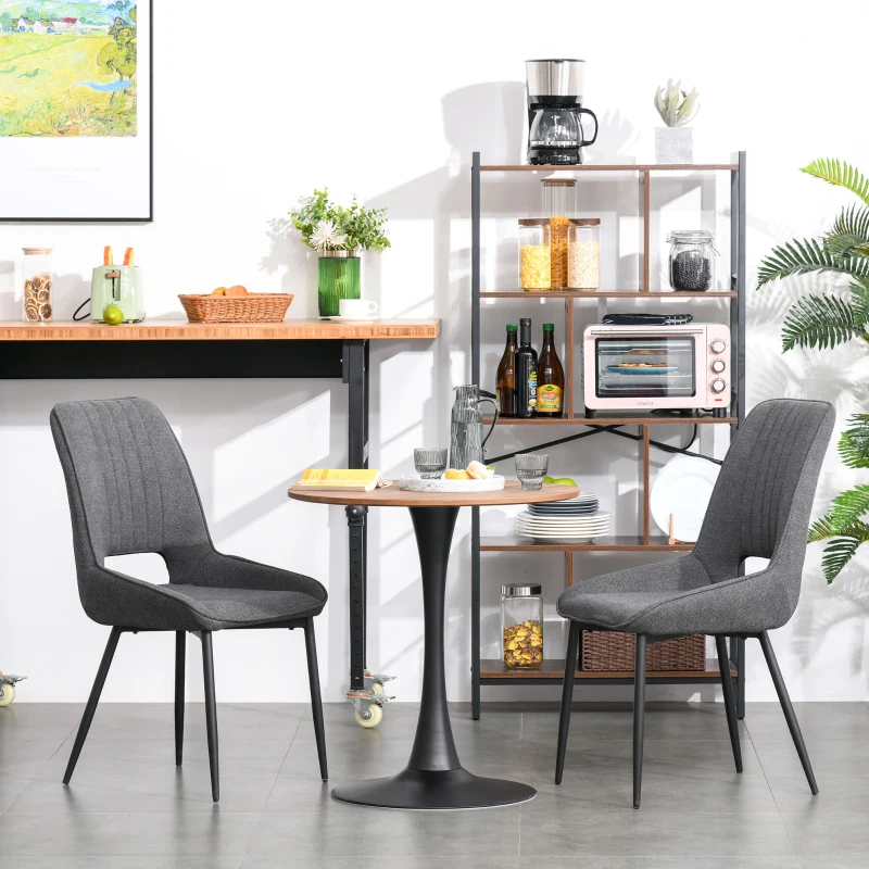 HOMCOM Modern Round Dining Table Leisure Coffee Bistro Table with Metal Base for Kitchen & Dining Room Brown