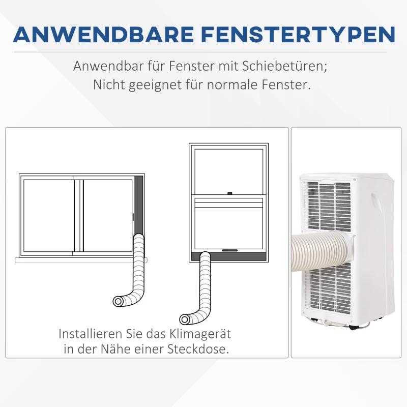 HOMCOM Mobile Klimaanlage 3-in-1, inkl. Fernbedienung, 9K BTU, 24h Timer, ABS, Weiß