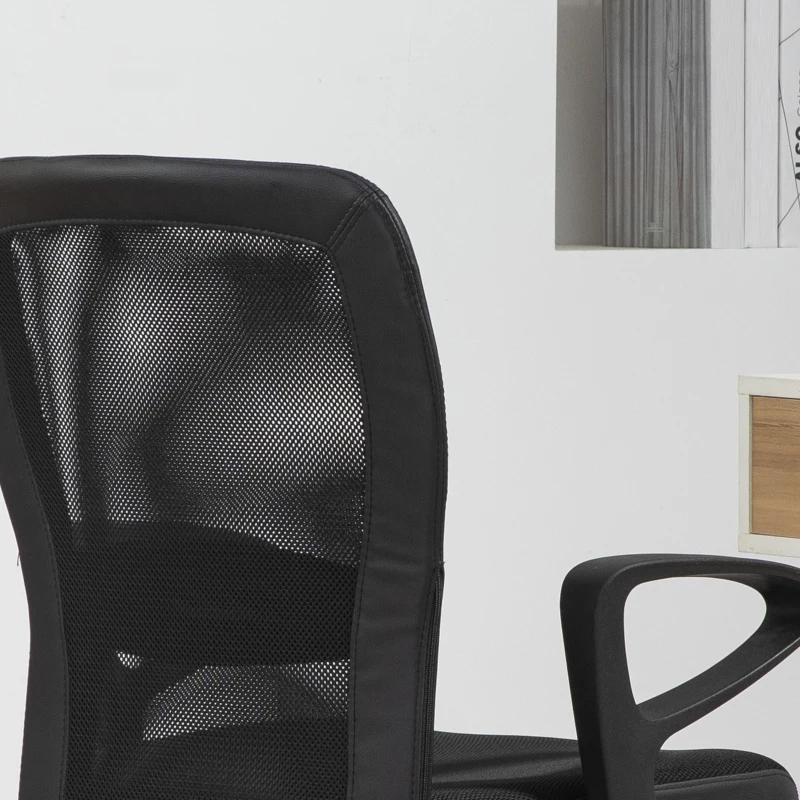 HOMCOM Sedia da Ufficio con Altezza Regolabile e Tessuto a Rete, Seduta Girevole e Inclinazione, Nero