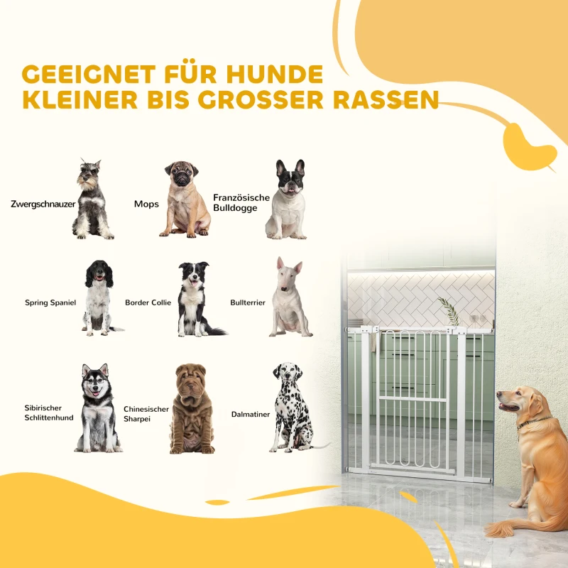 PawHut Türschutzgitter Hund, 76-104 cm Absperrgitter ohne Bohren, Treppengitter