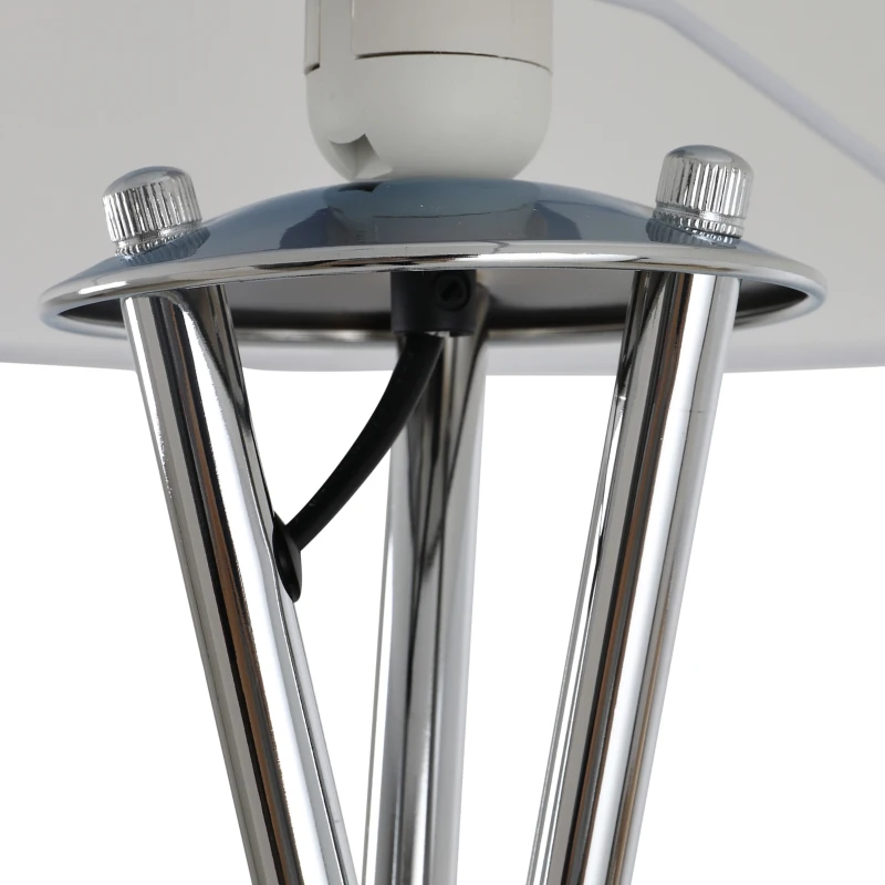 HOMCOM Lampadaire trépied design contemporain 40 W max. dim. 48L x 48l x 162H cm métal chromé polyester blanc