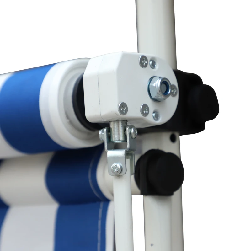 Outsunny Toldo Manual Retráctil para Exterior 197x250x200/300cm Toldo Enrollable con Altura Ajustable y Manivela Color Azul y Blanco