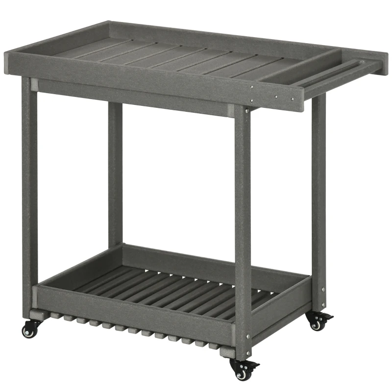 Outsunny Servierwagen mit Handtuchhaltern, 1 untere Ablage, 4 Rollen, 87 cm x 50 cm x 80 cm, Dunkelgrau