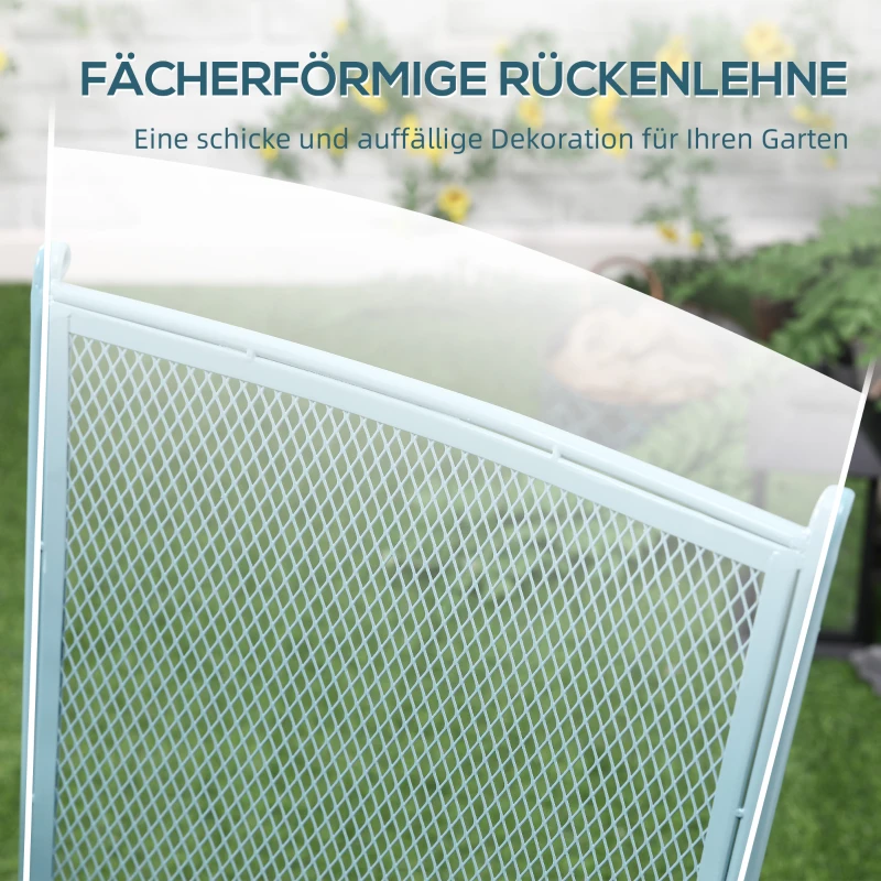 Outsunny Garten Sitzgruppe für 2 Personen Bistro-Set Garnitur 1 Tisch+2 faltbare Stühle für Terrasse Balkon Metall Blau