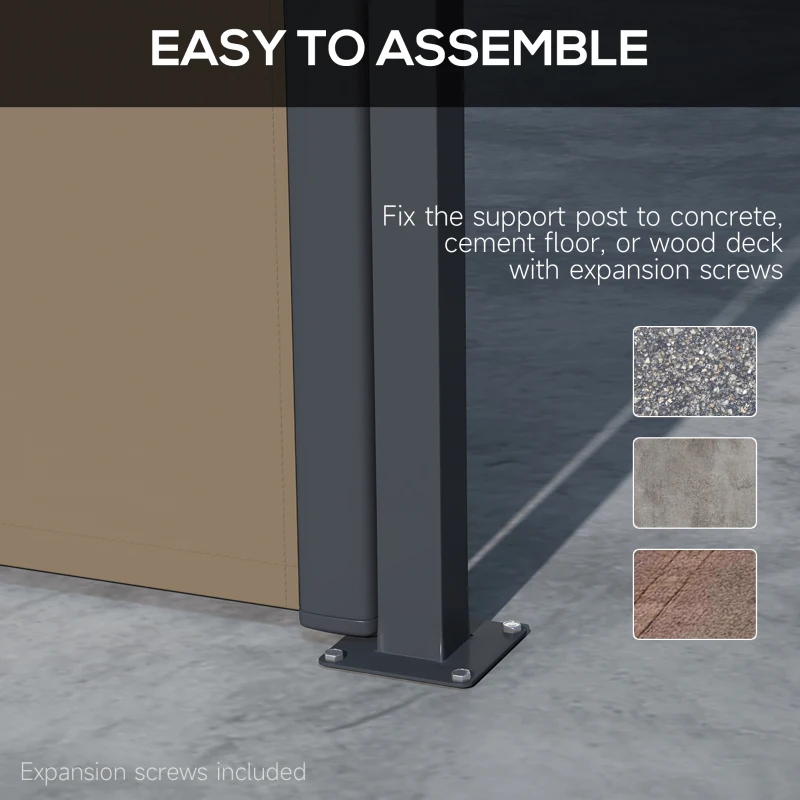 Outsunny Retractable Side Awning, Outdoor Privacy Screen for Garden, Hot Tub, Balcony, Terrace, Pool, 400 x 180cm, Khaki