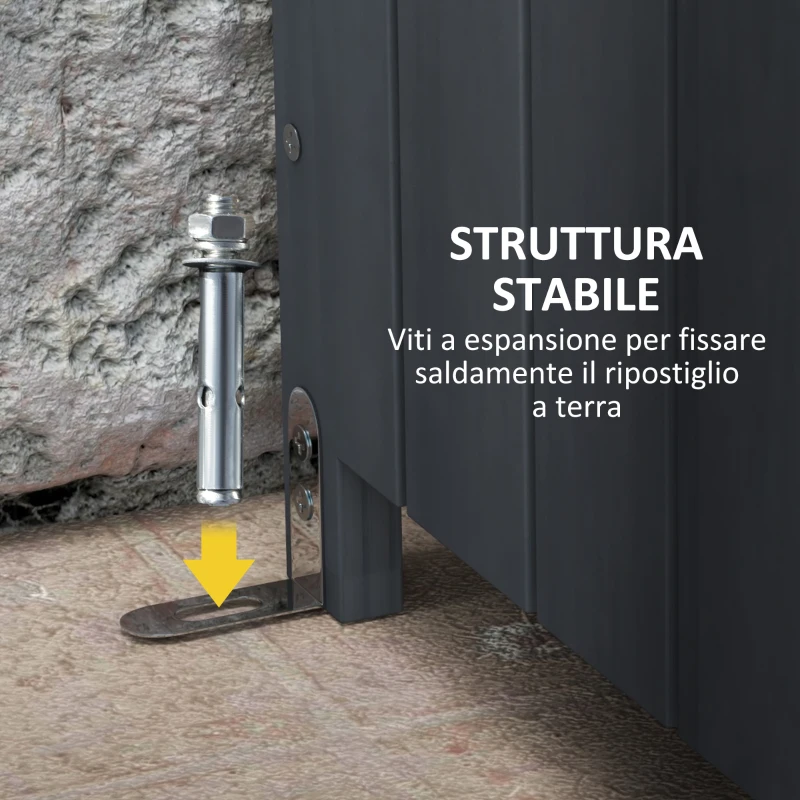 Outsunny Casetta Porta Attrezzi a 3 Ripiani in Legno da Abete con Tetto in Metallo, 45x45x160 cm, Grigio