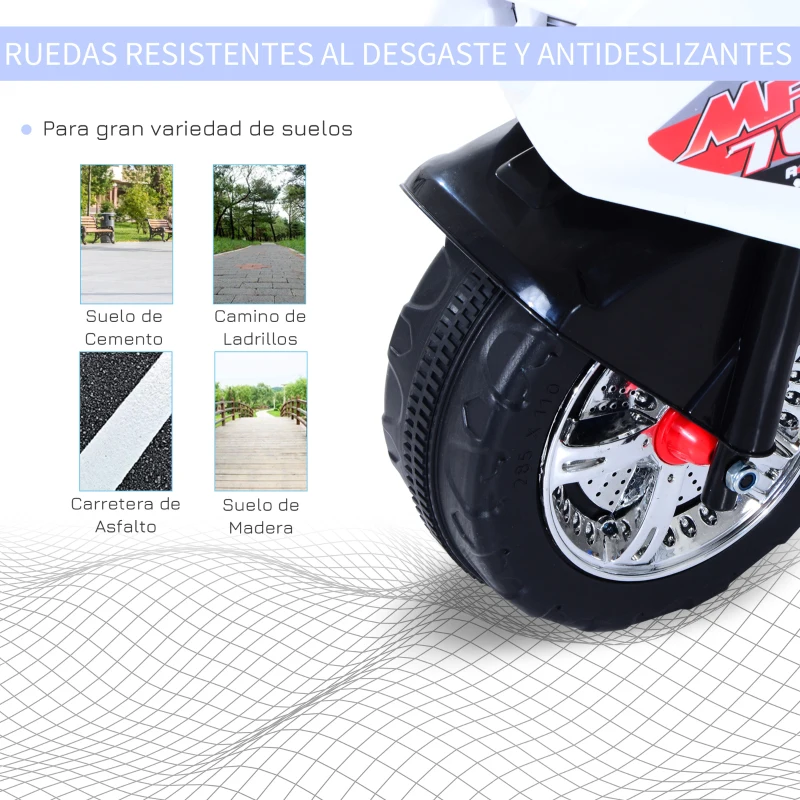 HOMCOM Moto Eléctrica Infantil Batería 6V Niños 3-8 años Coche Triciclo Niño con Caja de Almacenamiento Metal 112x51x73cm