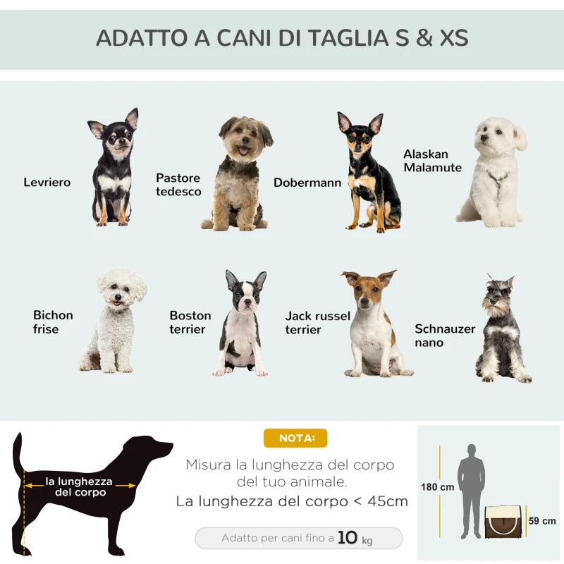 PawHut Trasportino per Animali Domestici Pieghevole in Oxford con Cuscino Rimovibile Lavabile e Borsa per Trasporto, 70x51x59cm, Marrone